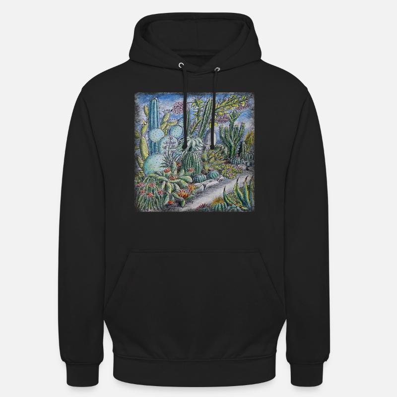 Cactus Jardin Rétro rétro - Sweat-shirt à capuche unisexe - noir