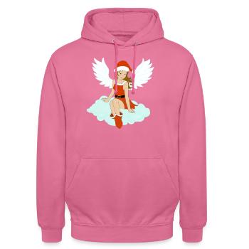 Weihnachtsengel brünett wartet auf Santa - Unisex Hoodie - Pink - Vorne - Alina (178cm) & Michal (187cm)