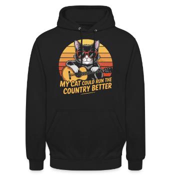 Mon Chat Gouvernerait Mieux Le Pays - Sweat-shirt à capuche unisexe - noir - Devant - Alina (178cm) & Michal (187cm)