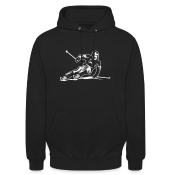Alpine Ski - Ski - Skifahrer - Skier - Skiurlaub - Unisex Hoodie - Schwarz - Vorne - Alina (178cm) & Michal (187cm)