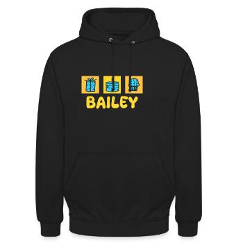 Vorname Bailey - Unisex Hoodie - Schwarz - Vorne - Alina (178cm) & Michal (187cm)