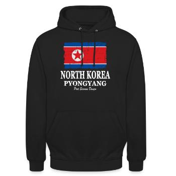 Drapeau de Corée du Nord - Drapeau de la Corée du Nord - Sweat-shirt à capuche unisexe - noir - Devant - Alina (178cm) & Michal (187cm)
