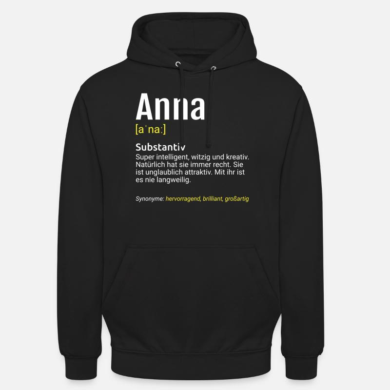 Anna Name Definition - Unisex Hoodie - Schwarz