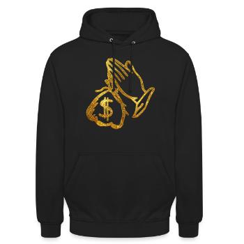 Money Blessed Geld Reichtum Gebet - Unisex Hoodie - Schwarz - Vorne - Alina (178cm) & Michal (187cm)