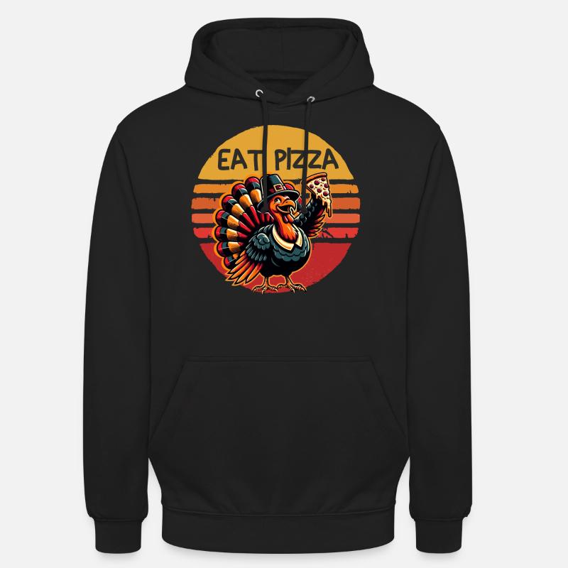 Manger Pizza Thanksgiving Dinde Graphique - Sweat-shirt à capuche unisexe - noir