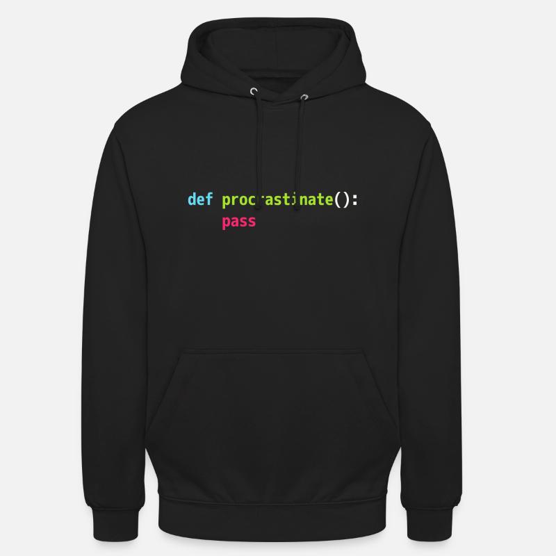 Lustiges Python Code Design def procrastinate pass Unisex Hoodie