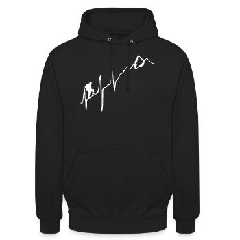 Herzschlag - Wandern - Berge - Unisex Hoodie - Schwarz - Vorne - Alina (178cm) & Michal (187cm)