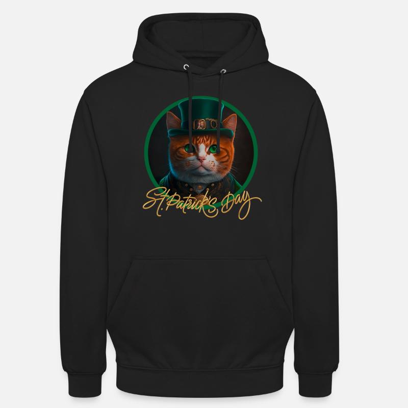 Chat de la Saint-Patrick - Sweat-shirt à capuche unisexe - noir