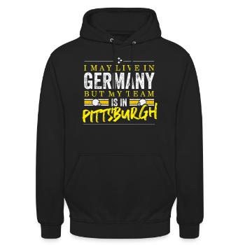Pittsburgh Football Fans Germany - Unisex Hoodie - Schwarz - Vorne - Alina (178cm) & Michal (187cm)