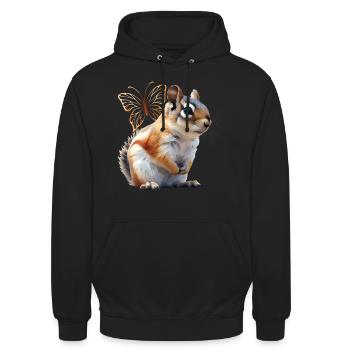 Fliegendes Eichhörnchen - Unisex Hoodie - Schwarz - Vorne - Alina (178cm) & Michal (187cm)