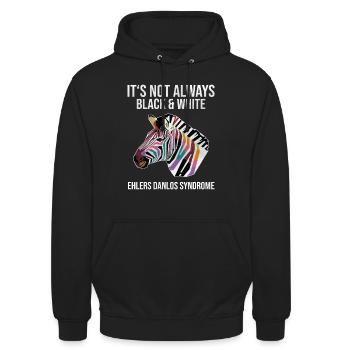 Ehlers Danlos Syndrom Black White Zebra - Unisex Hoodie - Schwarz - Vorne - Alina (178cm) & Michal (187cm)