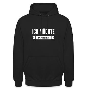 ich möchte schreien - Unisex Hoodie - Schwarz - Vorne - Alina (178cm) & Michal (187cm)