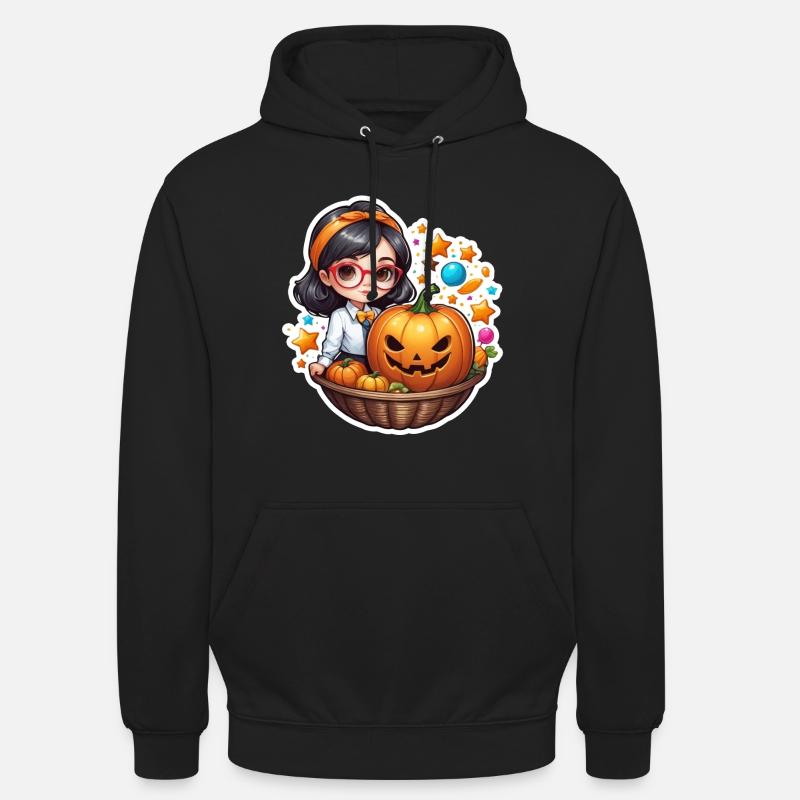 Filles Halloween Citrouille Panier - Sweat-shirt à capuche unisexe - noir