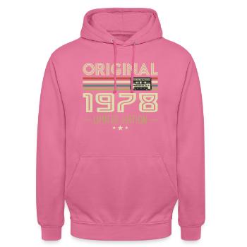 Vintage 1978 Original Vintage Anniversaire Rétro - Sweat-shirt à capuche unisexe - rose - Devant - Alina (178cm) & Michal (187cm)