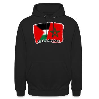 Free Palestine Morocco - Unisex Hoodie - black - Front - Alina (178cm) & Michal (187cm)