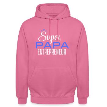 super papa entrepreneur - Sweat-shirt à capuche unisexe - rose - Devant - Alina (178cm) & Michal (187cm)