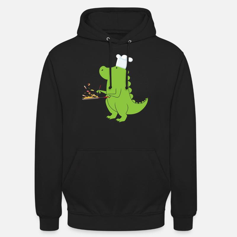 Dino T-Rex chef cook at work - Unisex Hoodie - black