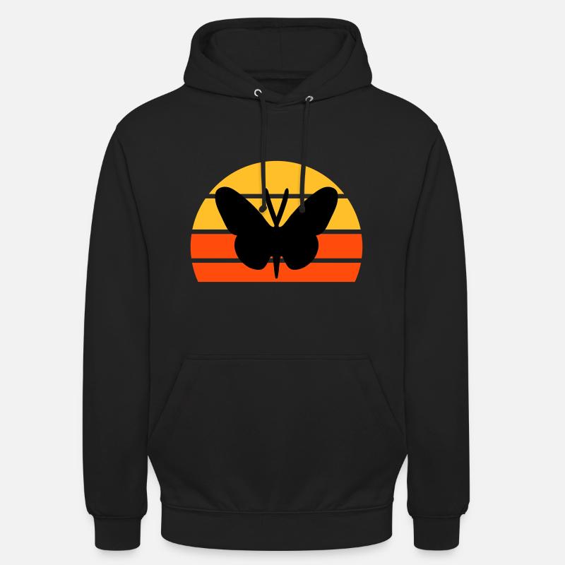 Papillon devant un demi-soleil - Sweat-shirt à capuche unisexe - noir