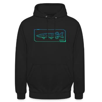 Pike Fishing Polygon Fish Pike Angler Fisherman - Unisex Hoodie - black - Front - Alina (178cm) & Michal (187cm)