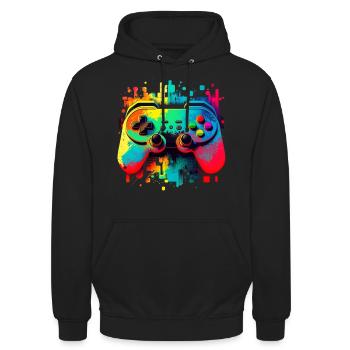 Game Retro - Unisex Hoodie - Schwarz - Vorne - Alina (178cm) & Michal (187cm)