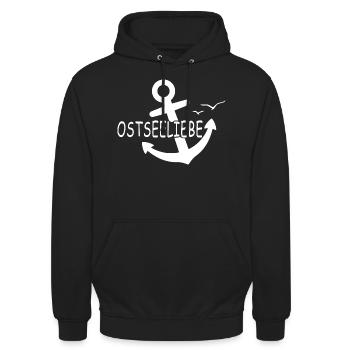 Ostseeliebe - der vergessene Anker - Unisex Hoodie - Schwarz - Vorne - Alina (178cm) & Michal (187cm)