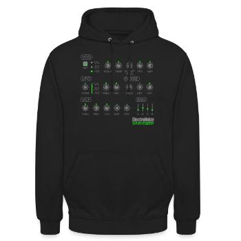 Synthesizer Drehregler Fader Electro EQ Clubbing - Unisex Hoodie - Schwarz - Vorne - Alina (178cm) & Michal (187cm)