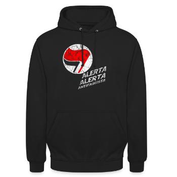 ANTIFASCHISTISCH Antifa Gegen Faschos gegen Rechts - Unisex Hoodie - Schwarz - Vorne - Alina (178cm) & Michal (187cm)