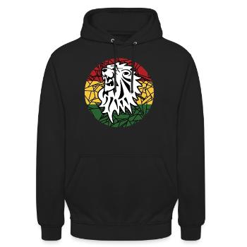 Reggae Lion Head Musicien Jamaïque Musicien Musikverein - Sweat-shirt à capuche unisexe - noir - Devant - Alina (178cm) & Michal (187cm)
