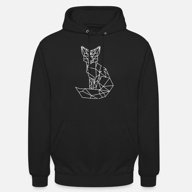 Fox poly - Sweat-shirt à capuche unisexe - noir