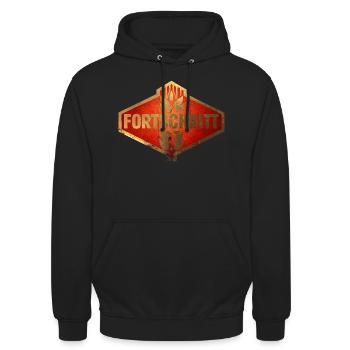 Fortschritt DDR Kombinat Landmaschinen Vintage - Unisex Hoodie - Schwarz - Vorne - Alina (178cm) & Michal (187cm)