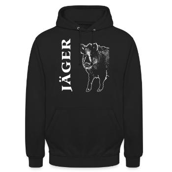 Wildschwein - Wildsau - Keiler - Wild Boar - Unisex Hoodie - Schwarz - Vorne - Alina (178cm) & Michal (187cm)