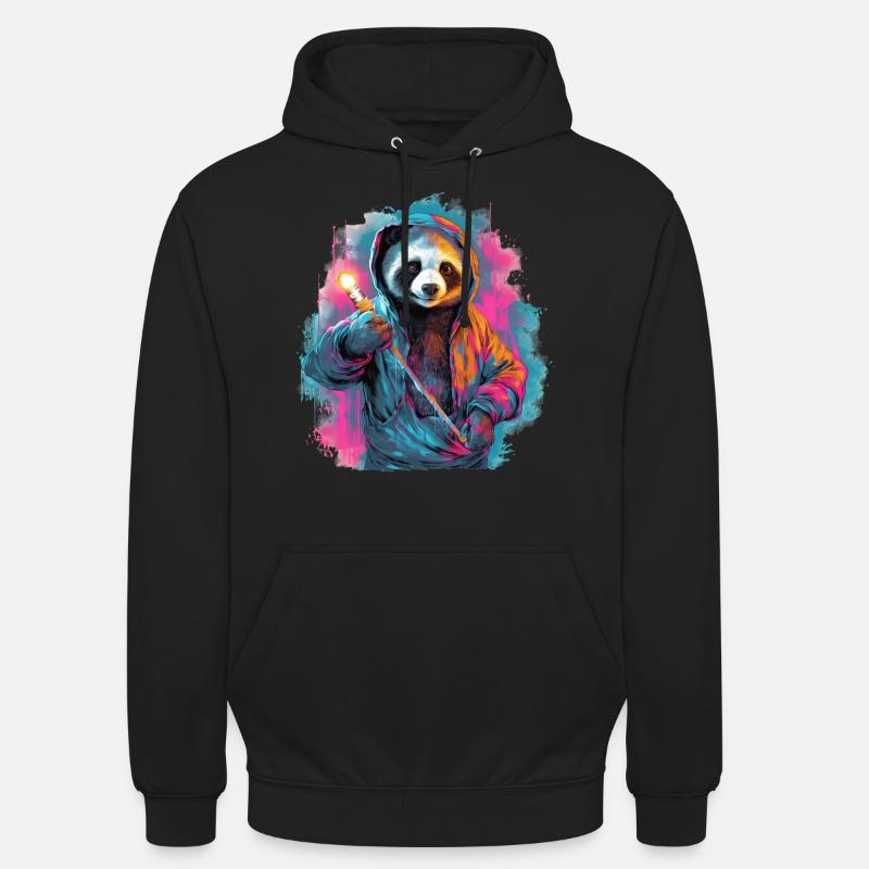 Panda with torch - Unisex Hoodie - black