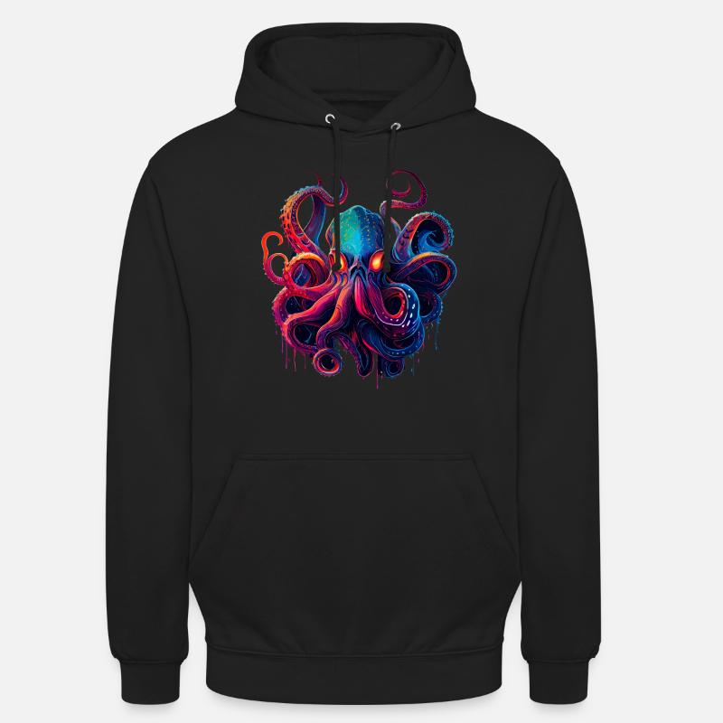 Blæksprutte illustration - Hættetrøje unisex - sort