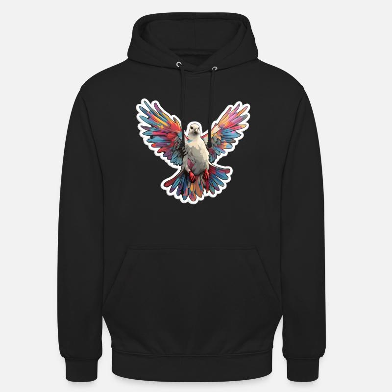 Farbenfrohe Taube - Unisex Hoodie - Schwarz