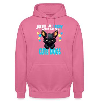 Just a Boy who Loves cute dogs - Unisex Hoodie - pink - Front - Alina (178cm) & Michal (187cm)