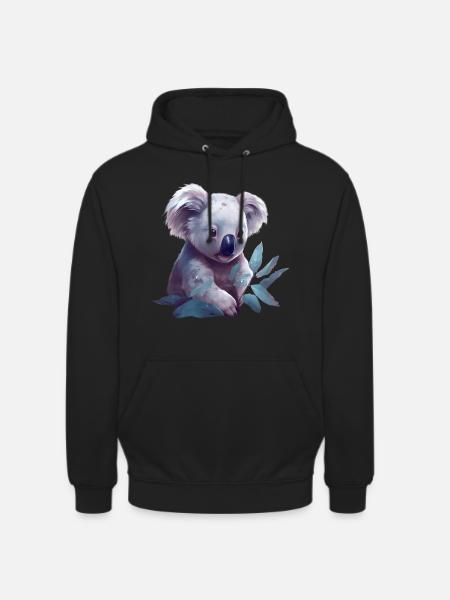 Cute koala with eucalyptus leaf - Unisex Hoodie - black