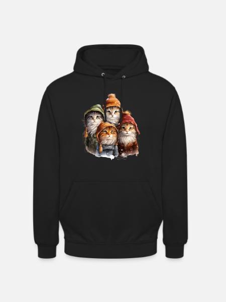4 chatons mignons - Sweat-shirt à capuche unisexe - noir