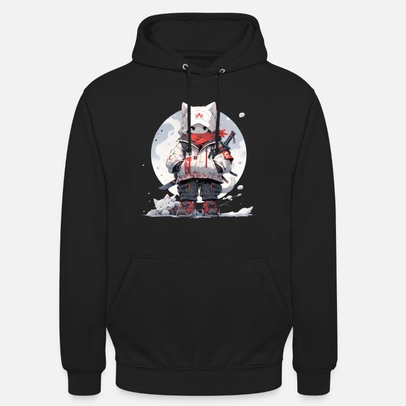 Chat samouraï mignon - Sweat-shirt à capuche unisexe - noir