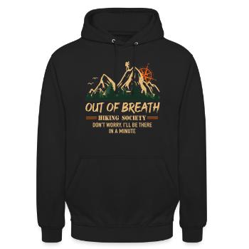Société de randonnée à bout de souffle, ne vous inquiétez pas... - Sweat-shirt à capuche unisexe - noir - Devant - Alina (178cm) & Michal (187cm)