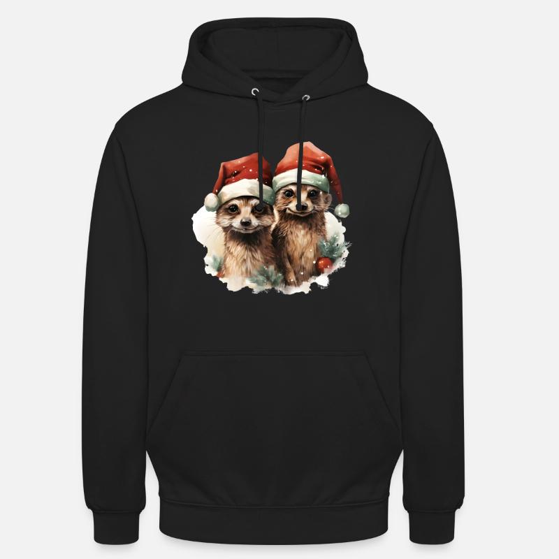Erdmännchen mit Weihnachtsmütze - Unisex Hoodie - Schwarz
