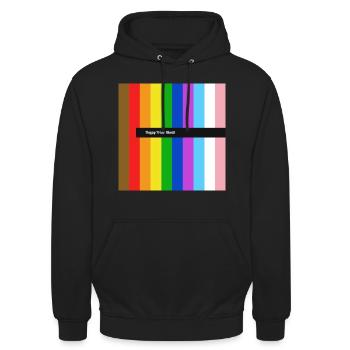 Fierté Arc-en-ciel Happy Pride - Sweat-shirt à capuche unisexe - noir - Devant - Alina (178cm) & Michal (187cm)