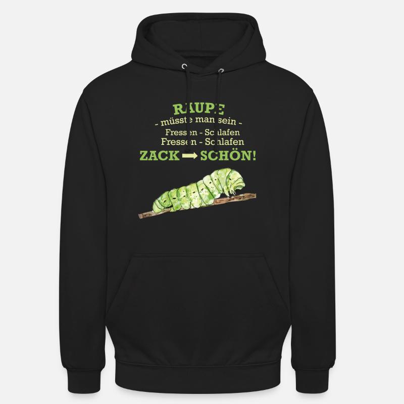 Chenille mangeant des animaux - Sweat-shirt à capuche unisexe - noir