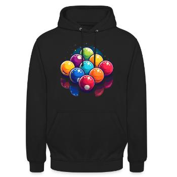 Billardkugeln Grafik - Unisex Hoodie - Schwarz - Vorne - Alina (178cm) & Michal (187cm)
