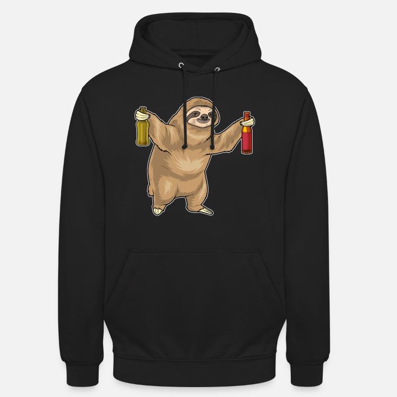 Faultier Flasche Bier - Unisex Hoodie - Schwarz