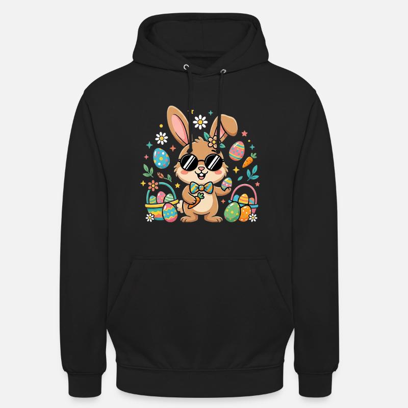 Joyeuses Pâques, Cool Bunny - Sweat-shirt à capuche unisexe - noir
