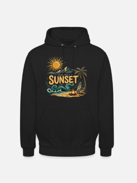 Never Miss A Sunset Surf Beach - Unisex Hoodie - black