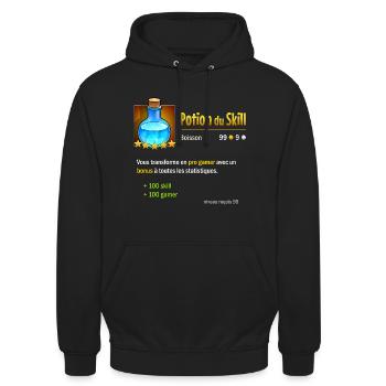 Item potion de skills - Sweat-shirt à capuche unisexe - noir - Devant - Alina (178cm) & Michal (187cm)