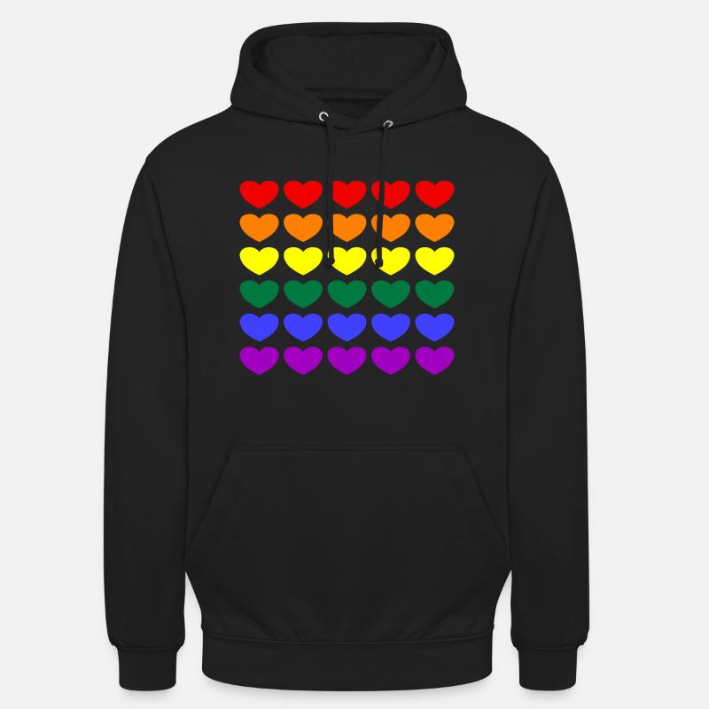 Cœurs arc-en-ciel - Sweat-shirt à capuche unisexe - noir