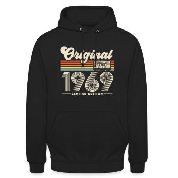 1969 Jahrgang Retro Vintage Geburtstag Geschenk - Unisex Hoodie - Schwarz - Vorne - Alina (178cm) & Michal (187cm)