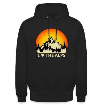 J’aime les Alpes, la montagne, la liberté, la nature - Sweat-shirt à capuche unisexe - noir - Devant - Alina (178cm) & Michal (187cm)
